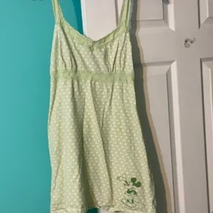 Vintage 2 Disney med lime green/white polka dots